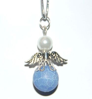 Blue Dragon Veins Agate Crystal Angel Pendant Replace Negativity with Harmony