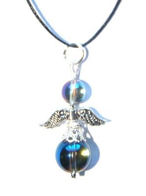 Celstial Blue Aura Quartz  Guardian Angel Crystal Pendant = Joy