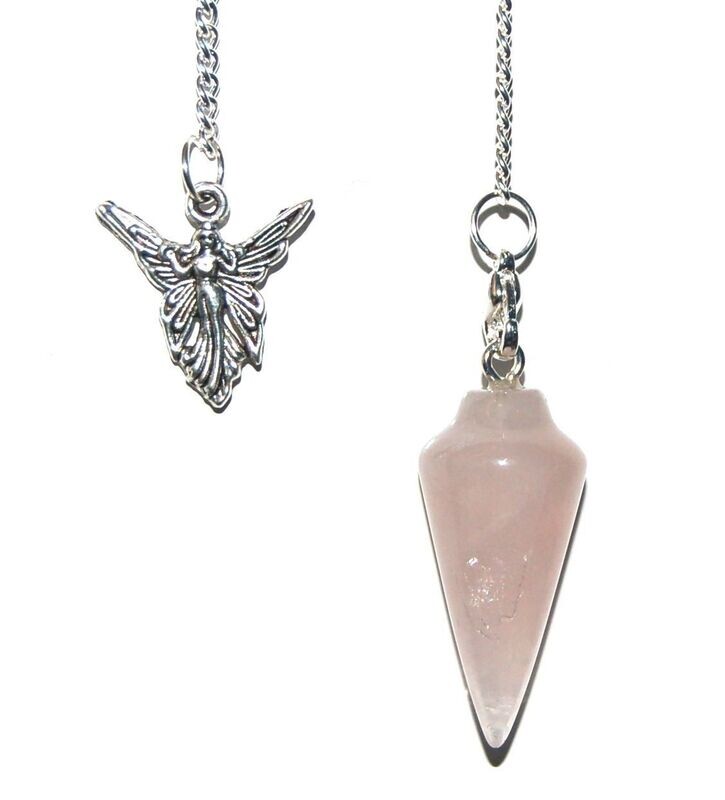 Crystal Pendulum &amp; Angel Charm Choice of Crystals Free Shipping