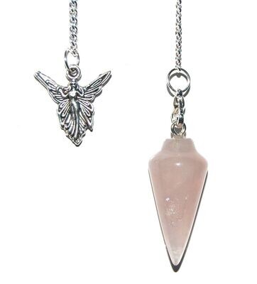 Crystal Pendulum & Angel Charm Choice of Crystals Free Shipping