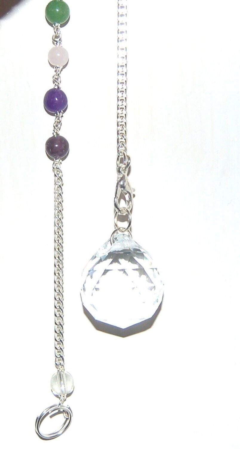 Small Hanging Facetted Crystal Suncatcher Feng Sui on chakra stone chain pendulum