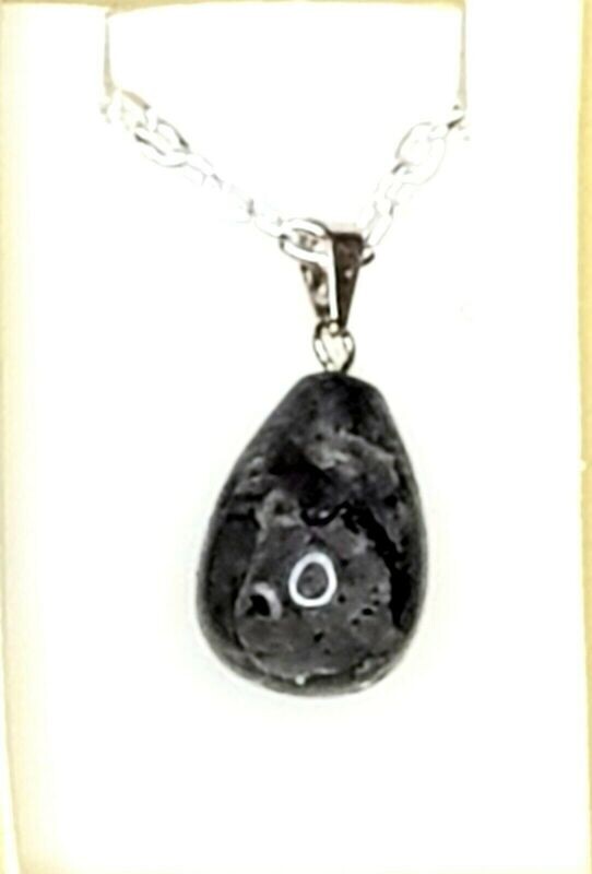 Pretty Larvikite Crystal Drop Pendant Boxed Gift &amp; Chain - Grounding Protection