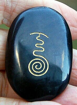 Black Agate Crystal Karuna Ki Reiki Tibetan Fire Serpent Symbol Raises Kundalini