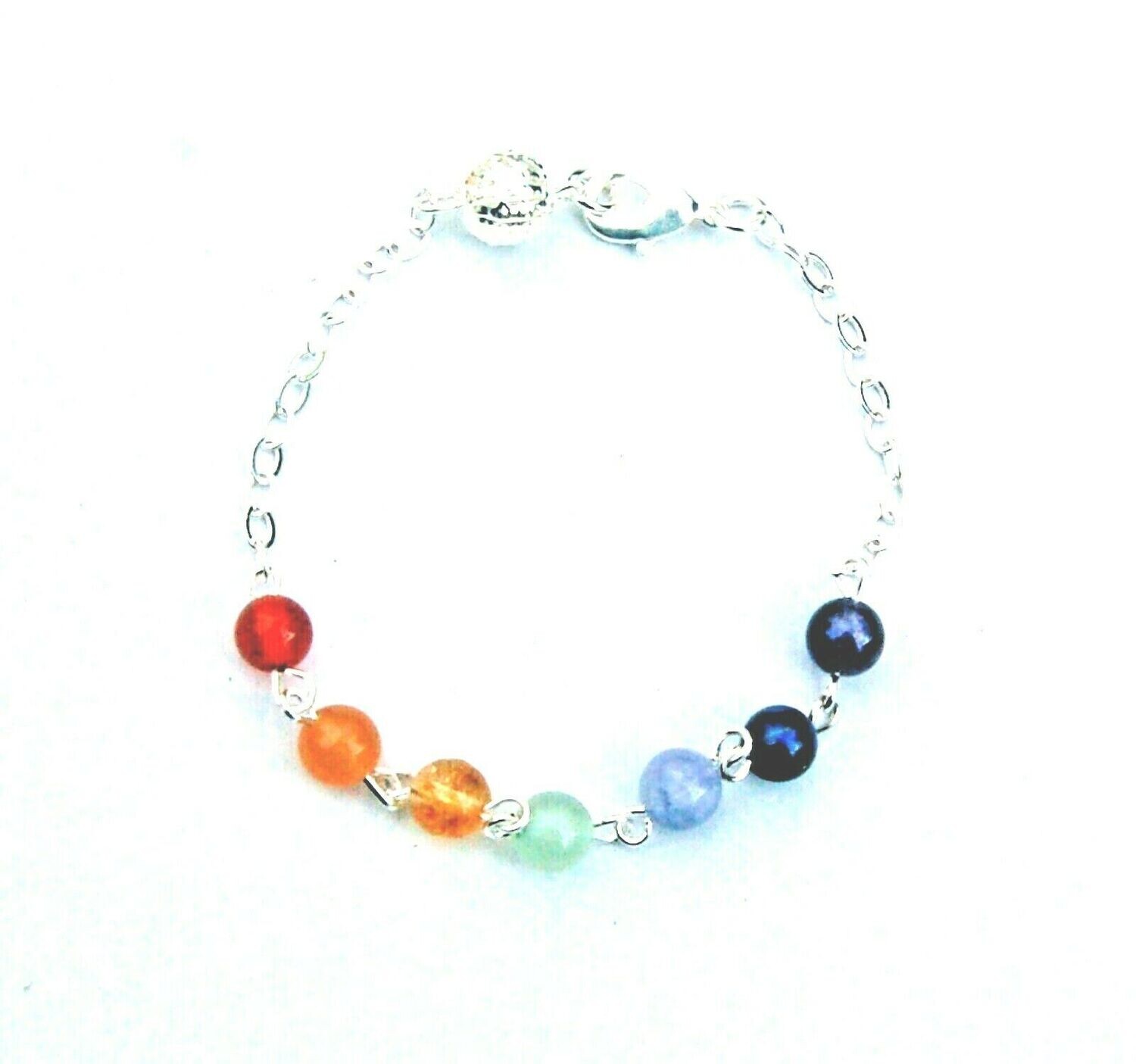 Xmas or Birthday Gift - 7 stone Chakra Crystal Charm Bracelet - Reiki - Boxed