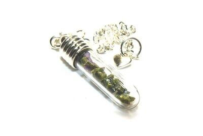 Fuschite Crystal Vial Pendant - Supports Muscle Bone Heaing Boxed Gift Reiki
