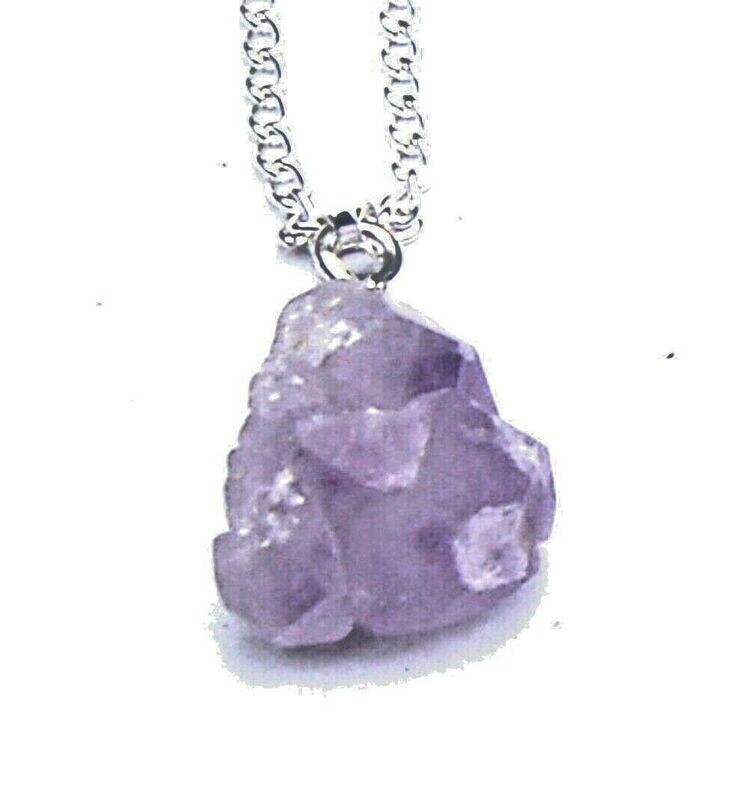 Powerful Amethyst Cluster Pendant Chain Boxed Gift Spiritual Light Free Ship UK