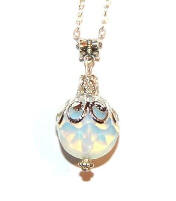 Beautiful Sphere Opalite Crystal Pendant on Silver Plated Chain - Angelic Energy