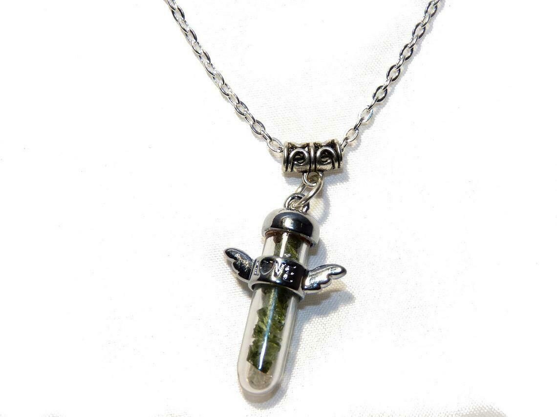 Moldavite Crystal Guardian Angel Pendant Authentic Card Czech Republic Box