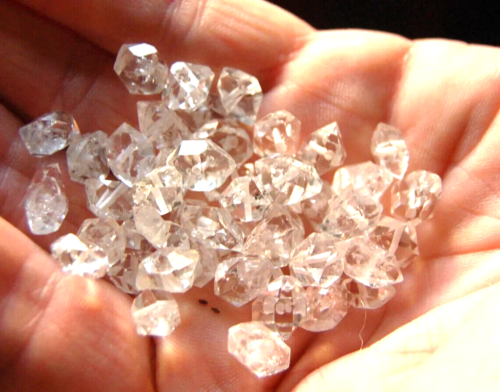 10 Medium Sized Drilled Herkimer Diamond Crystal Quartz Beads 6 to 8mm