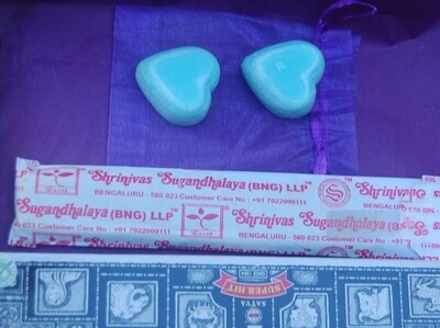 Two Boxes of Nag Champa Superhit Incense and two Nag champa Heart Shaped Melts