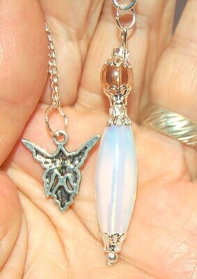 Ornate Opalite and Sunshine Aura Crystal Pendulum / Pendant &amp; Angel Higher Purpose Ascension