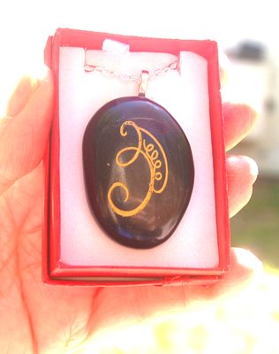 Black Agate Crystal Pendant Karuna Ki Iava Reiki Meditation Symbol Planetary Healing