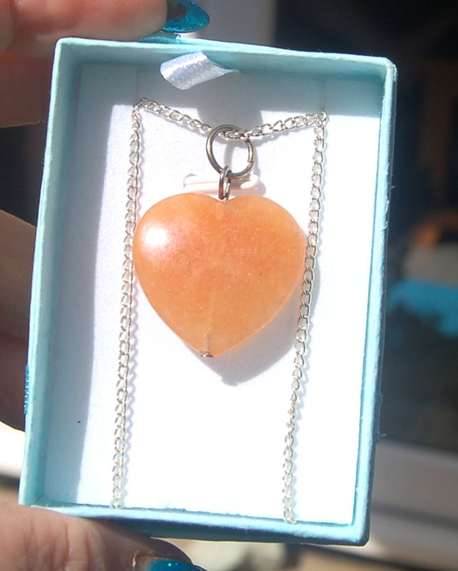 Carnelian Crystal Heart Boxed Gift On Chain - Vitality - UK SELLER