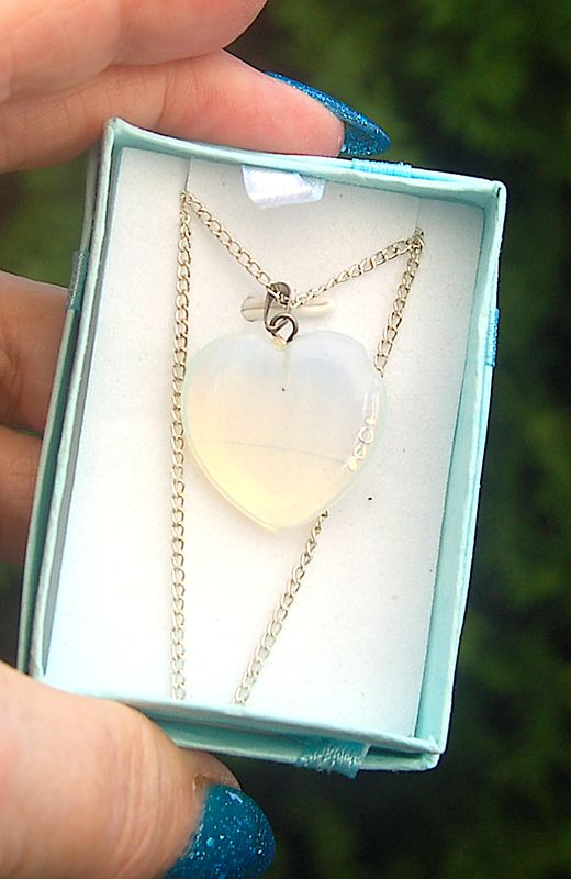 Opalite Crystal Heart Boxed Gift On Chain -Angelic Energy  - UK SELLER