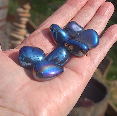 Amazing Cobalt Aura Agate Tumblestone Pebble Crystal  Channeling Throat Chakra Smooths Auric Field Meditation