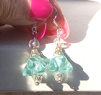 Resinated Blue Obsidian Merkabah and Angel Aura Earrings 925 earloop