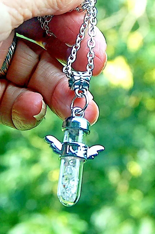 Powerful Herkimer Diamond 1 1/4 inch Pendulum Love Wing Pendant Boxed Gift Angel  raises kundalini - EMF shield Soul Retrieval Divine Blueprint