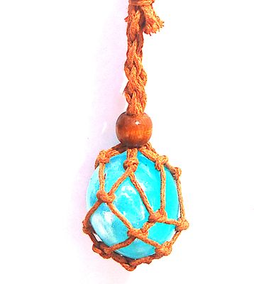 Large Aqua Aura Pebble Crystal Cotton Wrapped Pendant to Stimulate your Pets Immune System