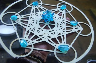 Metatron Cube Crystal Ascension Grid Aqua Aura Merkabah & 6 Pebbles Meditation