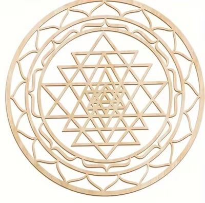SRI YANTRA Sacred Geometry Symbol & 7 Chakra Discs Hindu Original Flower Petals