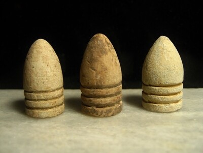JUST ADDED ON 2/26 - BATTLE OF GETTYSBURG / CULP'S HILL - Three Bullets - .54 Caliber w Thick Skirt and Two .58s, one with Possible Cavity Mark JUST ADDED ON 2/26 - BATTLE OF GETTYSBURG / CULP'S HILL - Three Bullets - .54 Caliber w Thick Skirt and Two .58s, one with Possible Cavity Mark