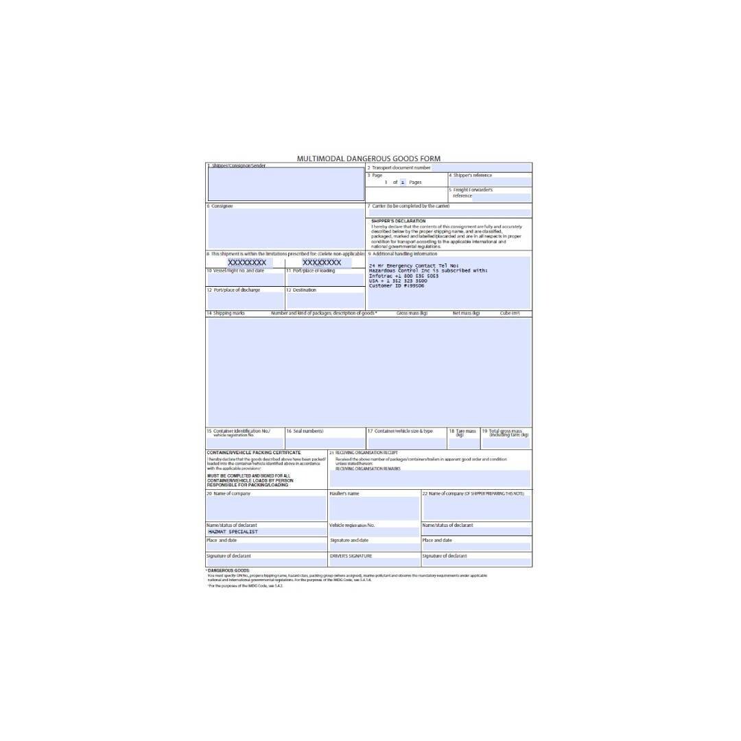 Dangerous Goods Declaration (DGD) Ground