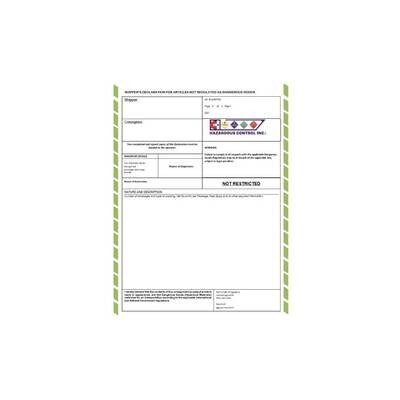 Dangerous Goods Declaration (DGD) Not Restricted