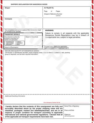 Dangerous Goods Declaration Air (DGD)