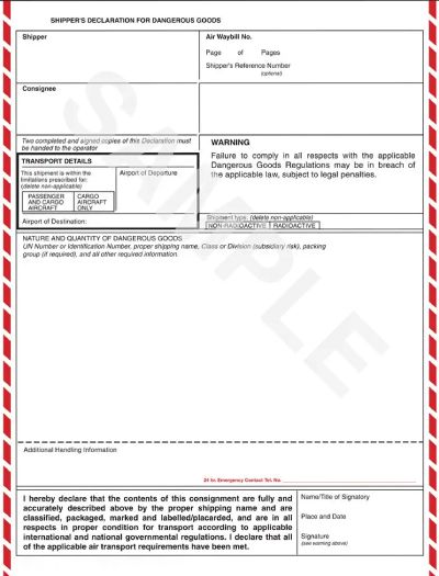 Dangerous Goods Form Air (DGD)