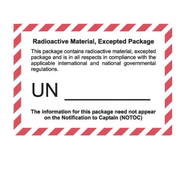 Label Radioactive Material Excepted Package