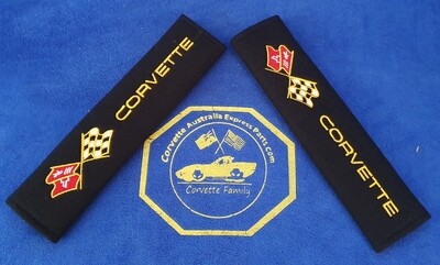 2pcs/set Universal Cotton Seat belt Shoulder Pads covers emblems for Corvette C3 (3A6)