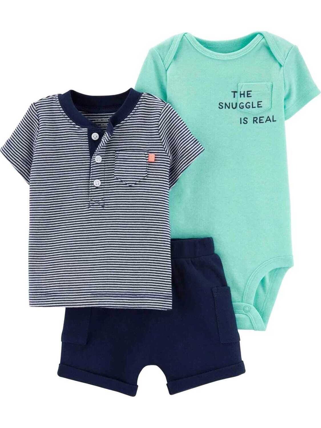 Original Carter's Baby Boy The Snuggle is Real 3-Piece Short Set