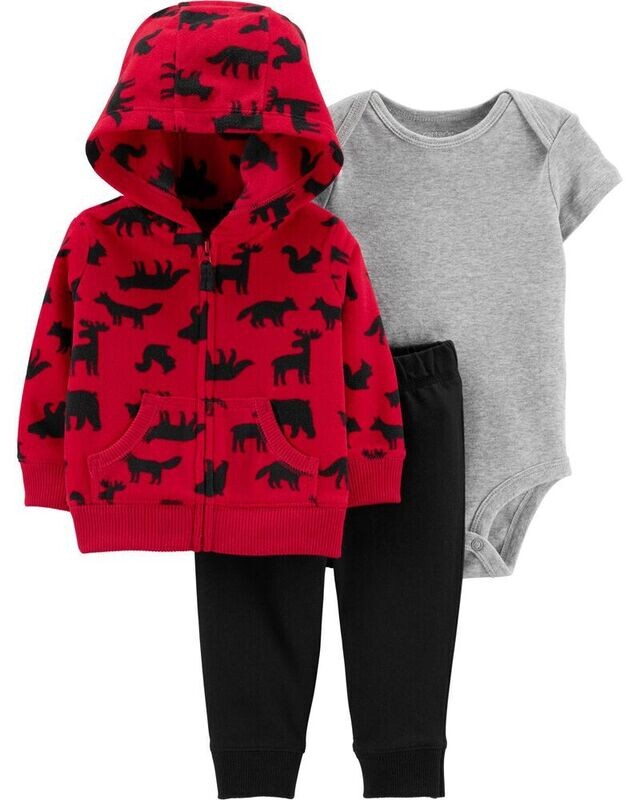 Original Carter&#39;s Baby Boy 3-Piece Woodland Creatures Little Jacket Set
