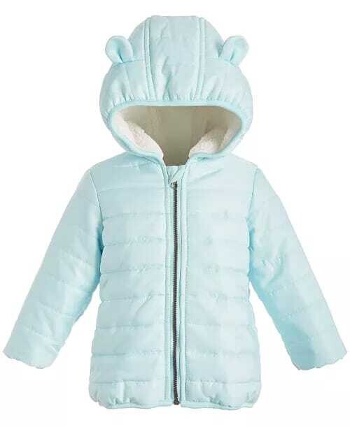 First Impressions Baby Boys Fur-Lined Hooded Bear Puffer Jacket