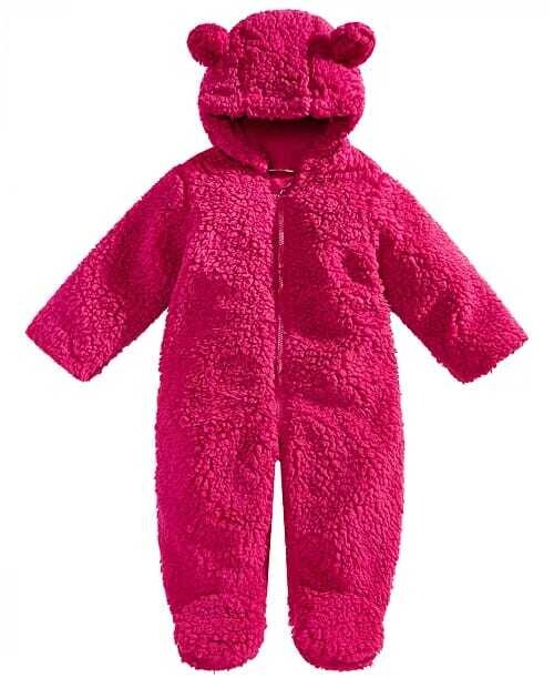 First Impressions Baby Girls Hooded Footed Faux-Sherpa Bunting Snowsuit