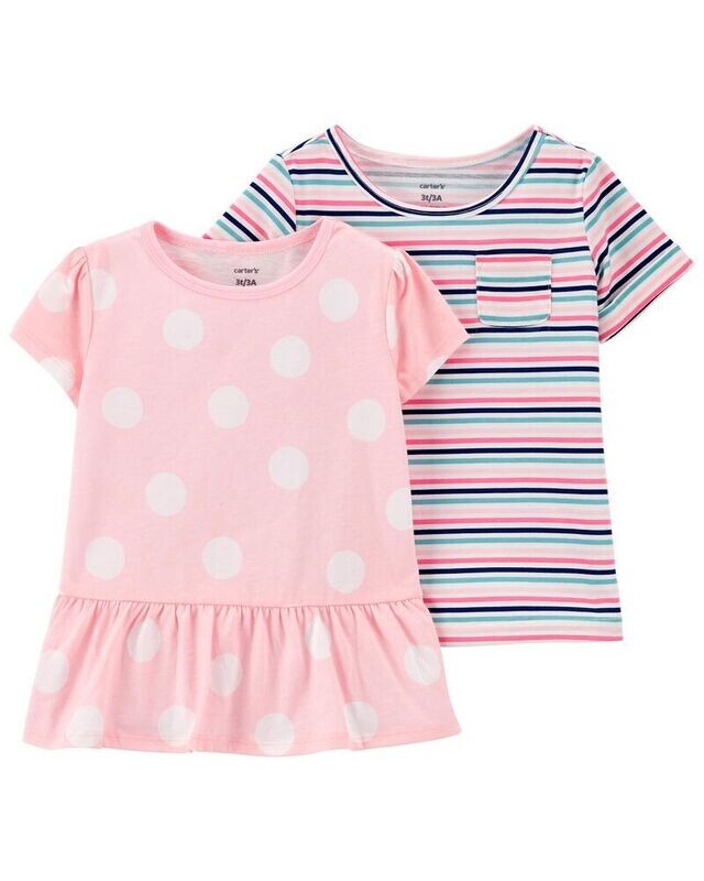 Original Carter&#39;s Girls 2-Pack Jersey Tees