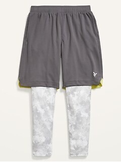 Old Navy Go-Dry Cool 2-in-1 Soccer Shorts + Base Layer For Boys