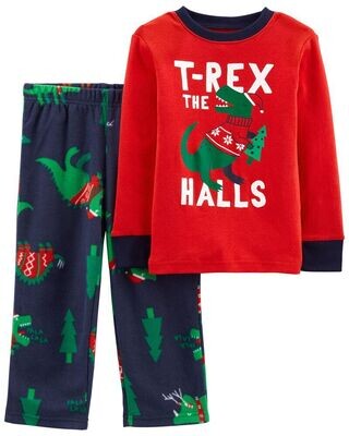 Original Carter's 2-Piece Christmas Dinosaur Cotton & Fleece PJs