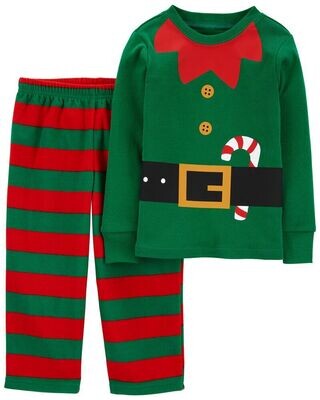 Original Carter's 2-Piece Christmas Elf Cotton & Fleece PJs