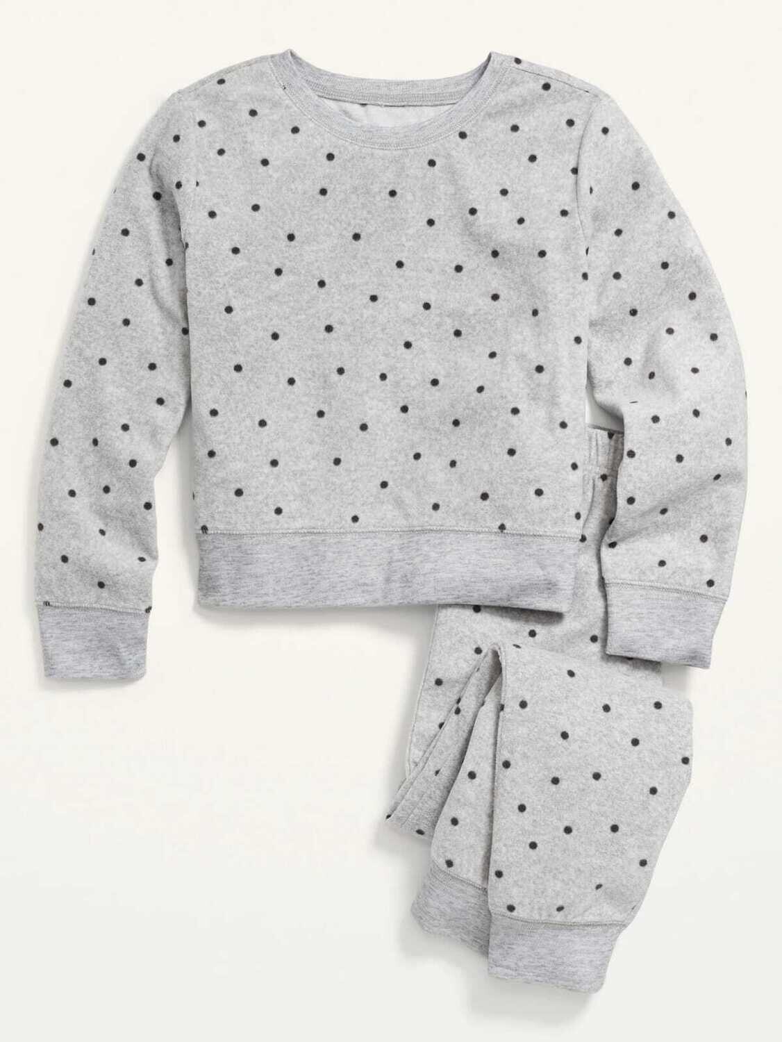 Old Navy Printed Microfleece Pajama 2-Piece Top & Joggers Set For Girls