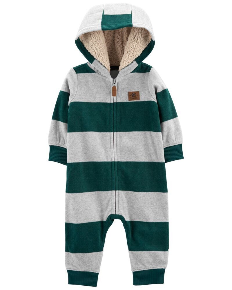 Original Carter's Boys Fleece Striped Zip-Up Jumpsuit