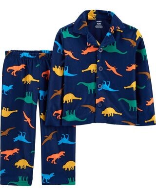 Original Carter's 2-Piece Dinosaur Fleece Coat-Style Pajama Set
