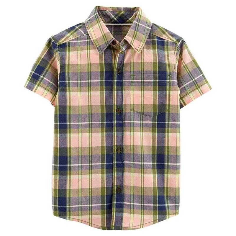 Original Carter&#39;s Toddler Boys Plaid Poplin Button Front Shirt