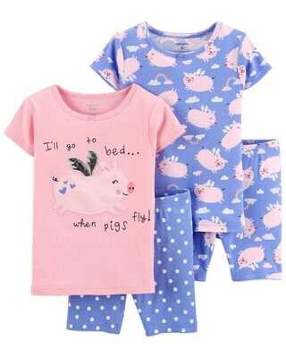 Original Carter's Baby Girls 4-Piece 100% Snug Fit Pajamas Set