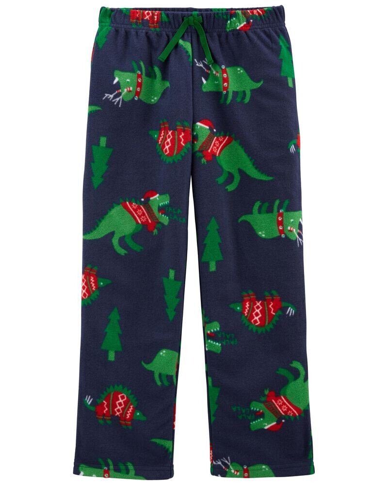 Original Carter's Boys Christmas Dinosaur Fleece Pajama Bottoms