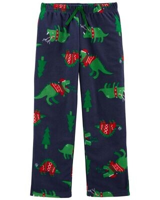 Original Carter's Boys Christmas Dinosaur Fleece Pajama Bottoms