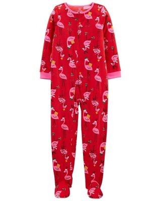 Original Carter's Girls 1-Piece Flamingo Fleece Footie Pajamas