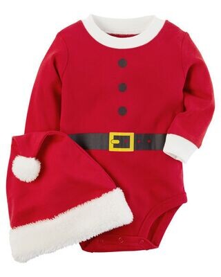 Original Carter's Baby Boy Santa Bodysuit & Hat Set