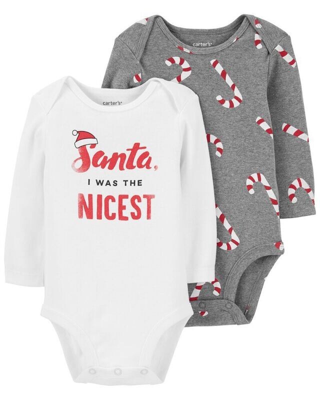 Original Carter&#39;s Baby Unisex Santa 2-Piece Long Sleeve Bodysuit Set