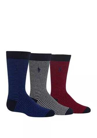 Ralph Lauren Boys Pack of 3 Slim Stripe Socks